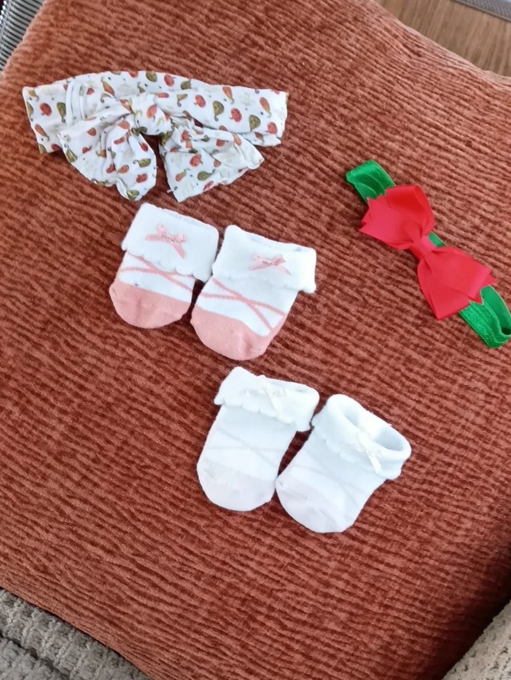 Baby Girls Pink & White Socks and Headbands Set